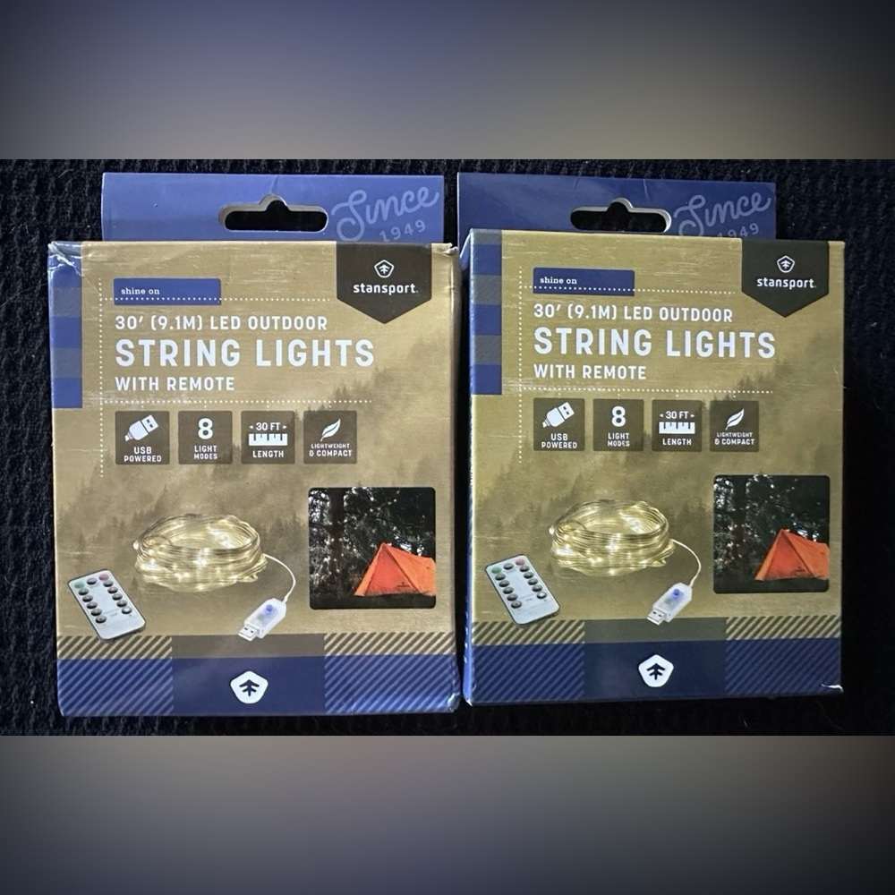 Stansport LED Outdoor String Lights with Remote set of 2
